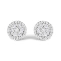1.0 cttw diamond halo cluster stud earrings in 14k white gold bijoux-nyc direct