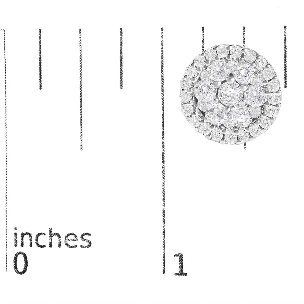 1.0 cttw diamond halo cluster stud earrings in 14k white gold bijoux-nyc direct