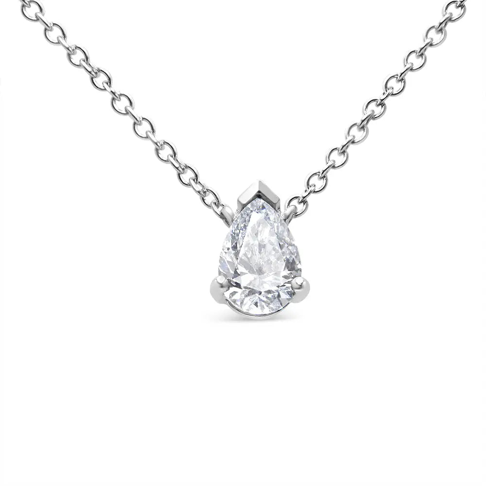 1/2 cttw pear diamond 14k white gold 18 inch pendant necklace bijoux-nyc direct