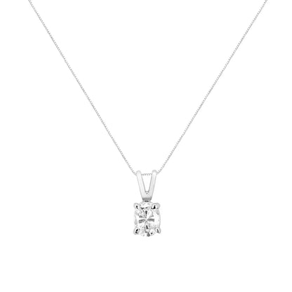 AGS Certified 14K White Gold 1/3 cttw Diamond Oval 18" Pendent Necklace (H-I Color, VS1-VS2 Clarity) - Bijoux-NYC Direct