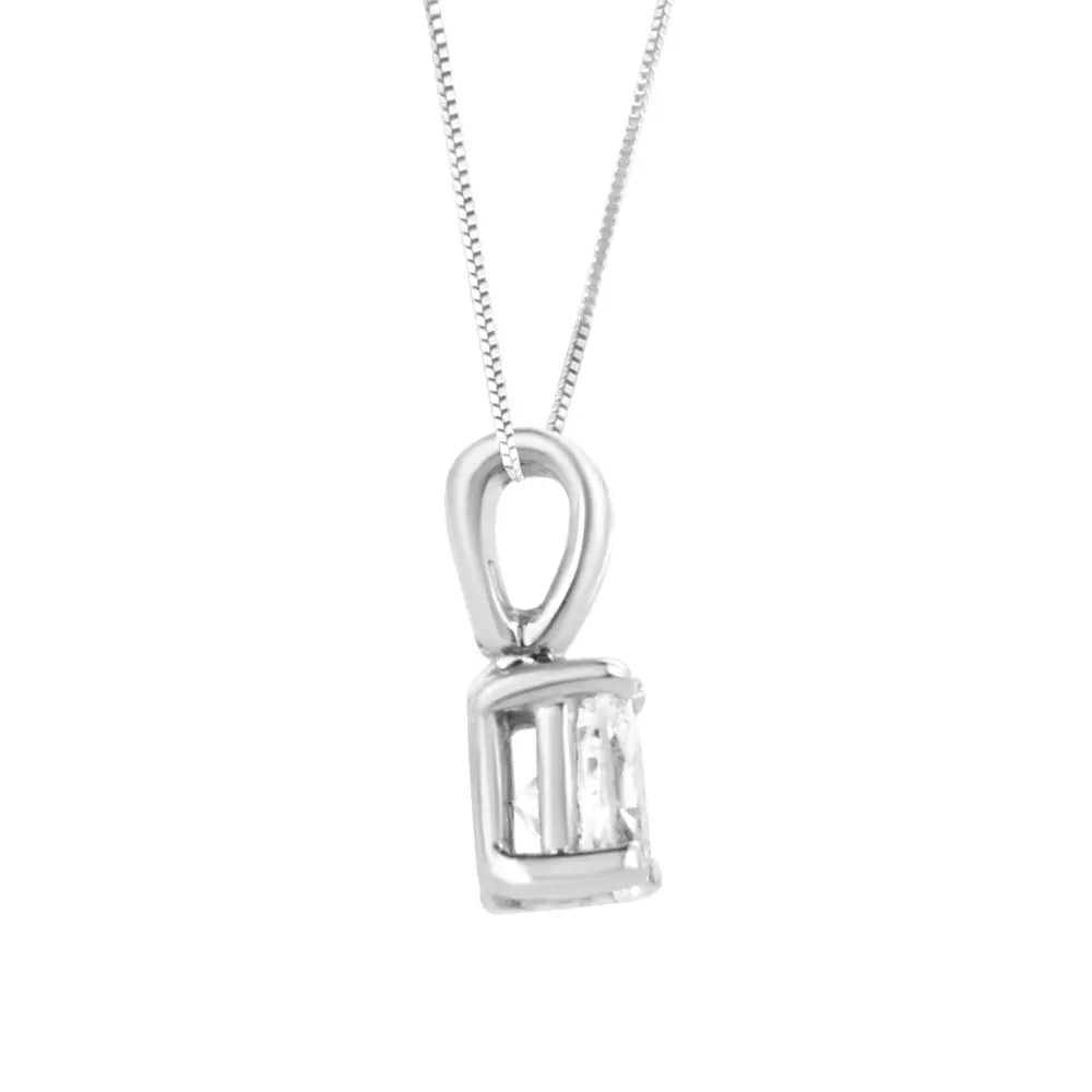 AGS Certified 14K White Gold 1/3 cttw Diamond Oval 18" Pendent Necklace (H-I Color, VS1-VS2 Clarity) - Bijoux-NYC Direct