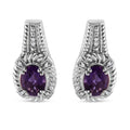 Art deco amethyst and diamond accent sterling silver drop earrings bijoux-nyc direct