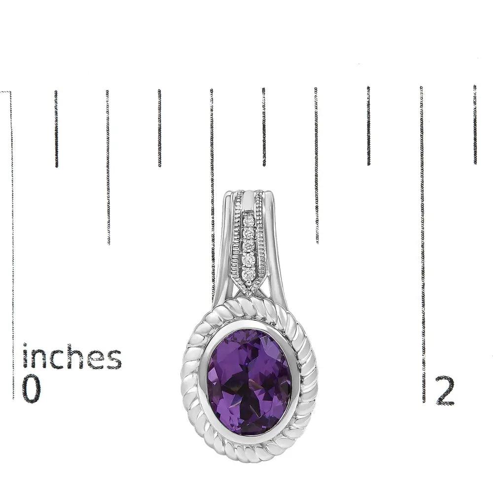 Oval amethyst and diamond rope drop earrings in sterling silver bijoux-nyc direct