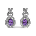 Amethyst and diamond halo teardrop stud earrings in sterling silver bijoux-nyc direct