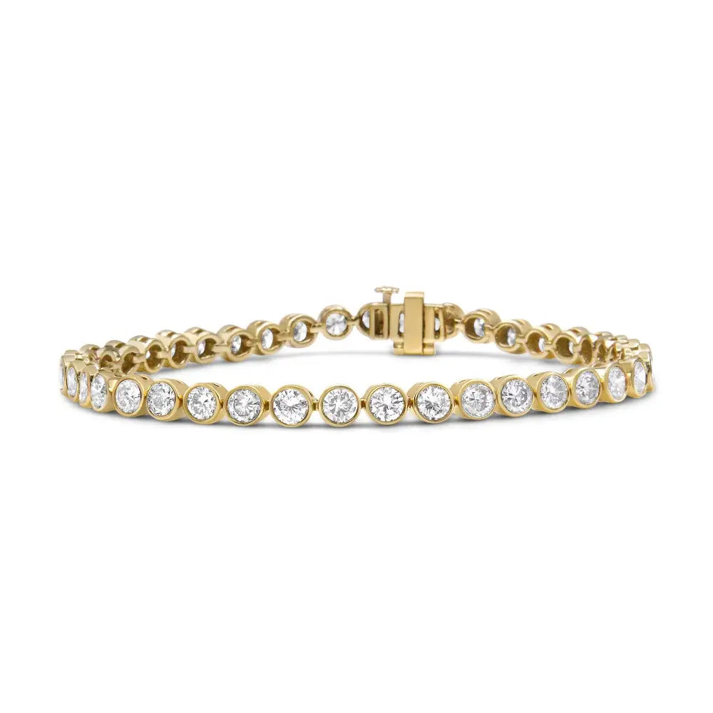 8.0 cttw bezel set natural diamond tennis bracelet in 10k yellow gold bijoux-nyc direct