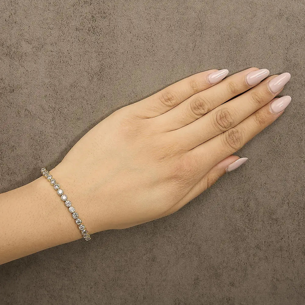 8.0 cttw bezel set natural diamond tennis bracelet in 10k yellow gold bijoux-nyc direct