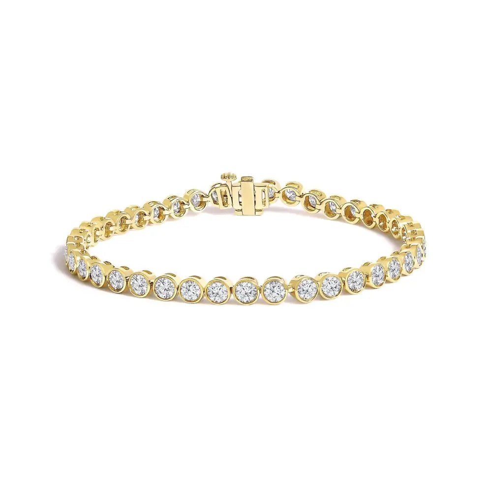 8.0 cttw bezel set natural diamond tennis bracelet in 10k yellow gold bijoux-nyc direct