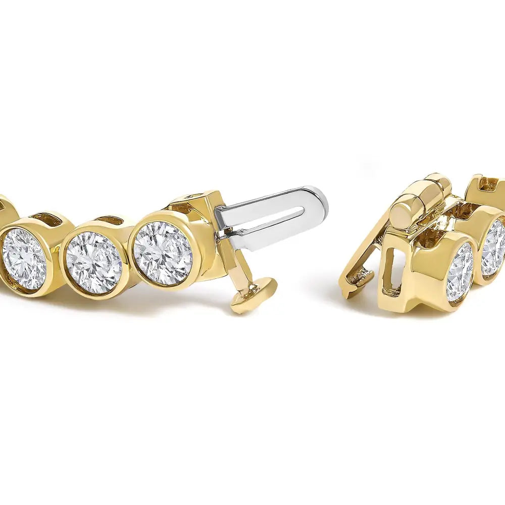 8.0 cttw bezel set natural diamond tennis bracelet in 10k yellow gold bijoux-nyc direct