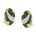 14k yellow gold 2.10 cttw blue and white diamond oval omega stud earrings bijoux-nyc direct