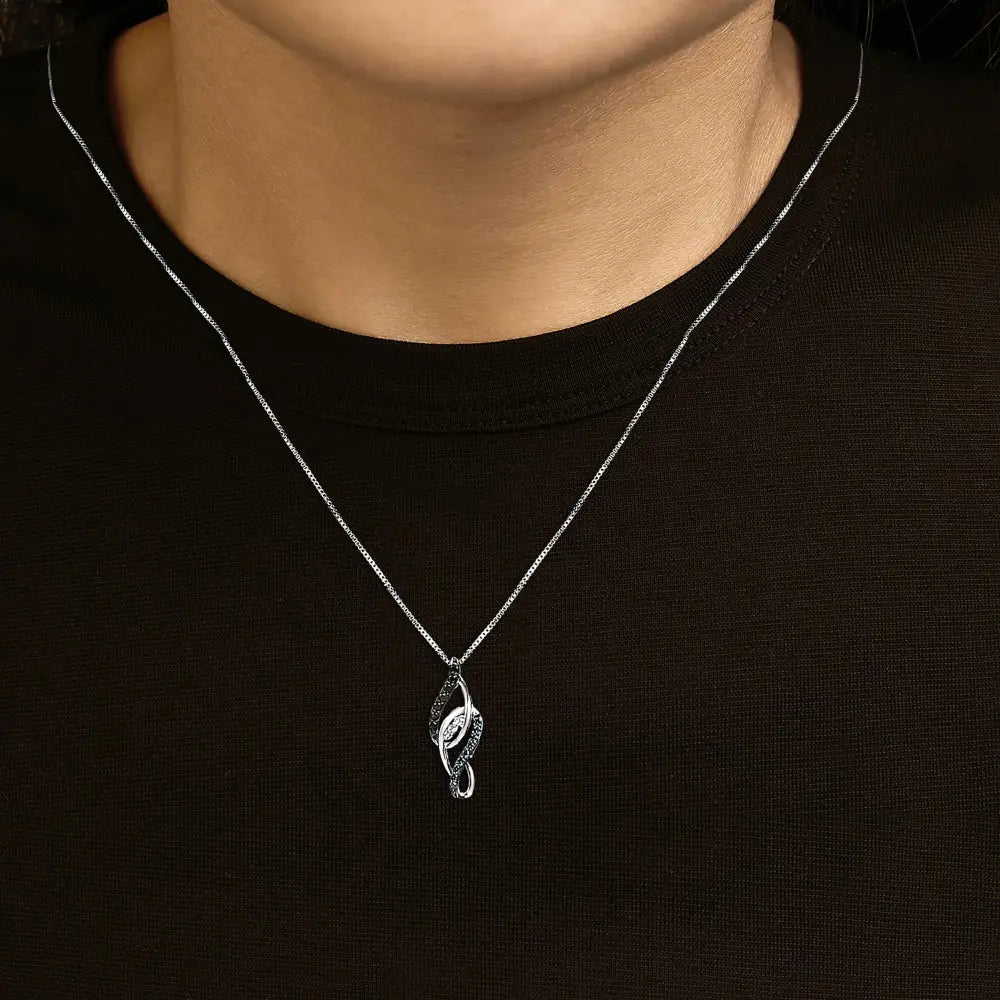 Black blue and white diamond swirl pendant in sterling silver 0.25 cttw bijoux-nyc direct