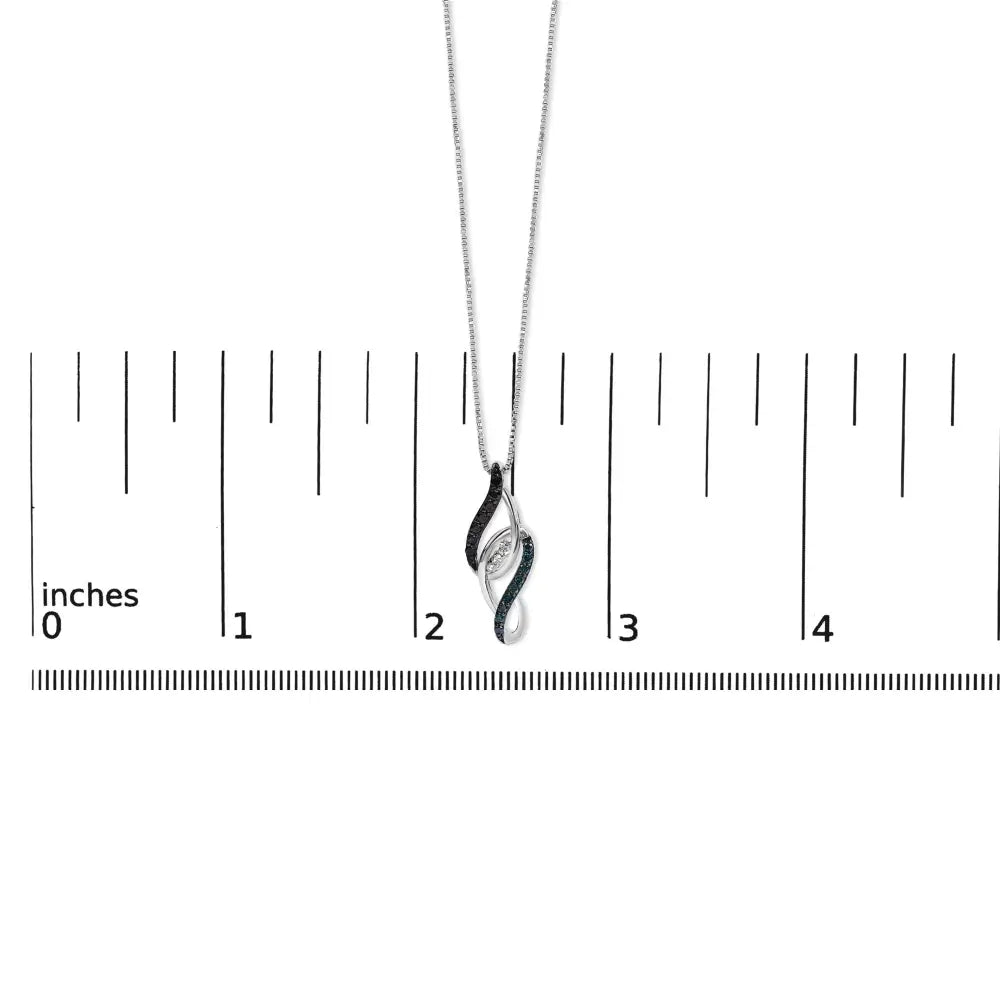 Black blue and white diamond swirl pendant in sterling silver 0.25 cttw bijoux-nyc direct