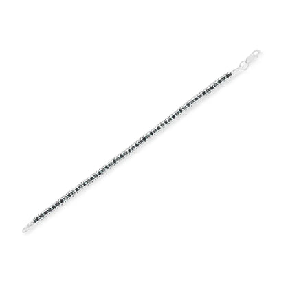 Black rhodium over.925 sterling silver 1.0 cttw rose cut diamond double link 7’’ tennis bracelet (blue color i1 i2 clarity)