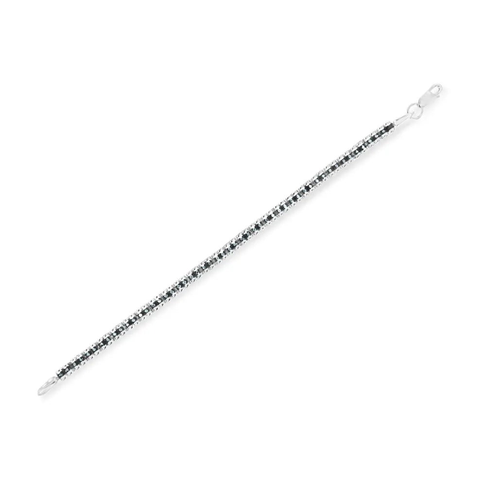 1.0 cttw blue rose cut diamond double link sterling silver tennis bracelet bijoux-nyc direct