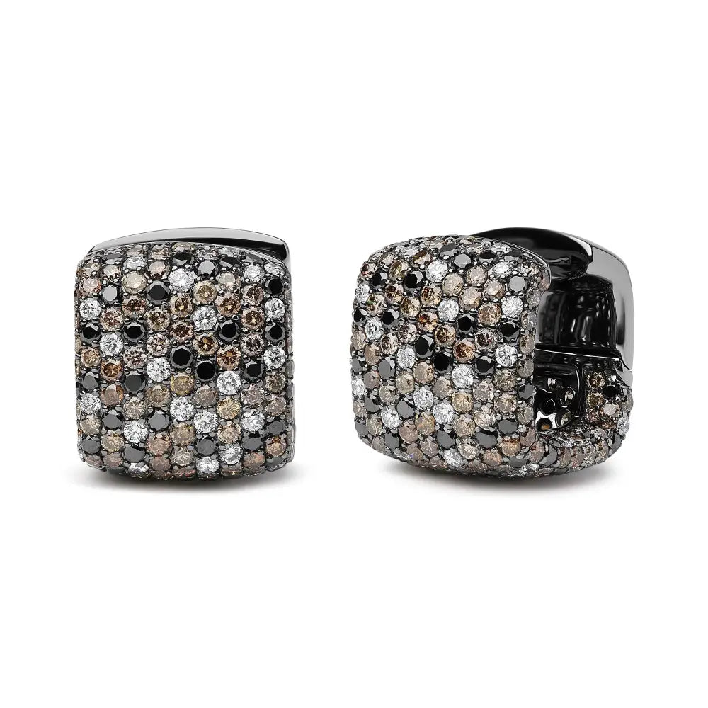 12 5/8 cttw multi color diamond square domed huggie earrings 18k white gold bijoux-nyc direct