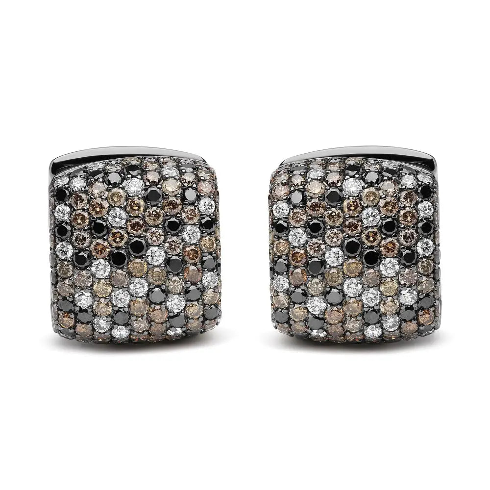 12 5/8 cttw multi color diamond square domed huggie earrings 18k white gold bijoux-nyc direct