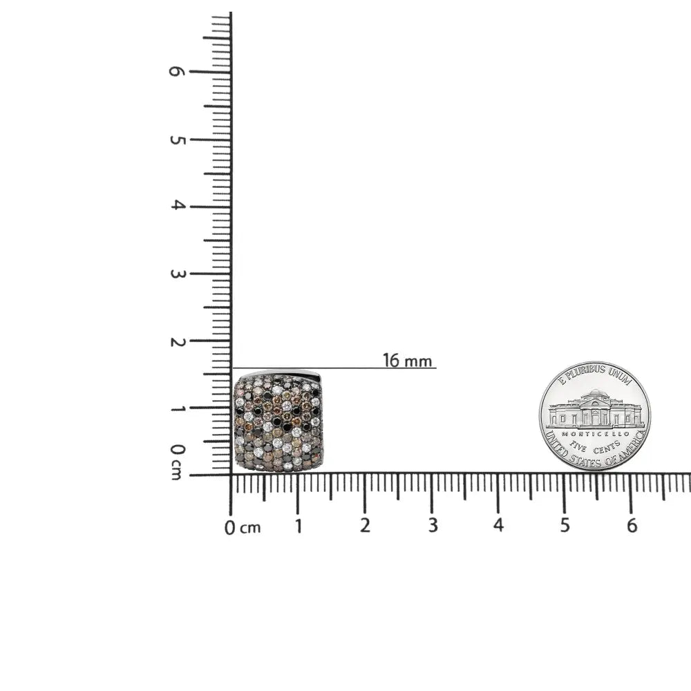 12 5/8 cttw multi color diamond square domed huggie earrings 18k white gold bijoux-nyc direct