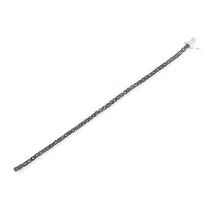 Black rhodium plated.925 sterling silver 1.0 cttw diamond miracle tennis bracelet (enhanced blue color i3 clarity) 7’’