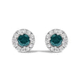 1/2 cttw blue and white diamond round halo studs in sterling silver bijoux-nyc direct