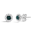 Blue diamond halo stud earrings in sterling silver 1/3 cttw bijoux-nyc direct