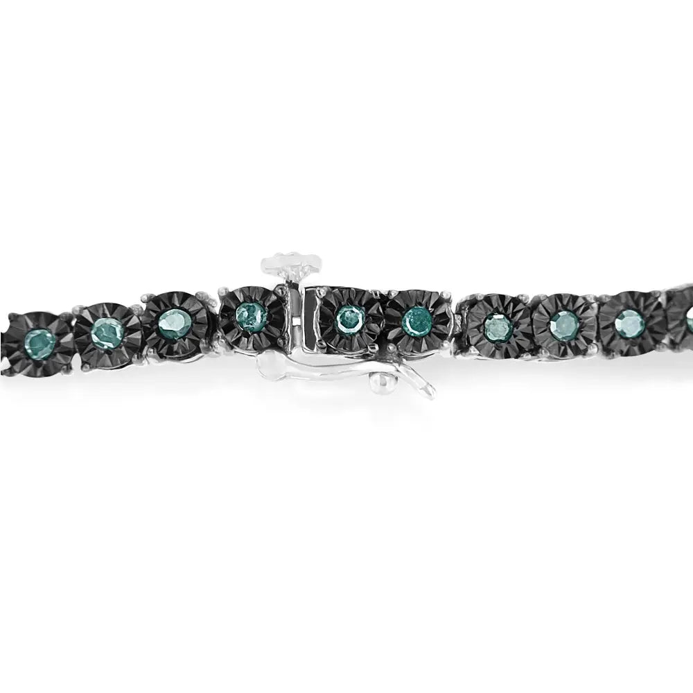 Blue diamond miracle tennis bracelet in black rhodium sterling silver