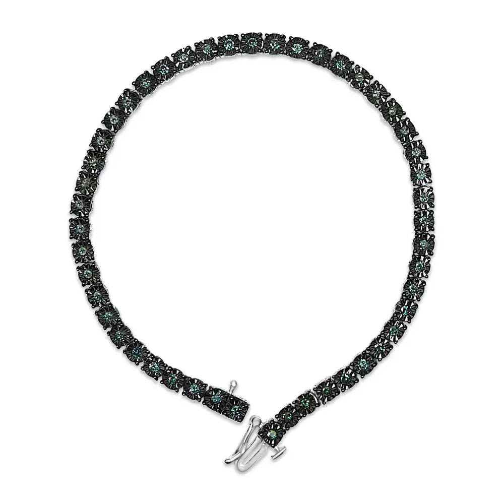 Blue diamond miracle tennis bracelet in black rhodium sterling silver