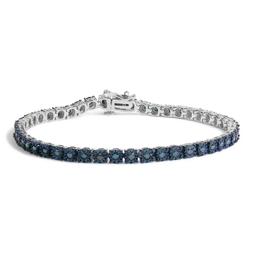 1.0 cttw blue diamond miracle tennis bracelet in black rhodium silver bijoux-nyc direct