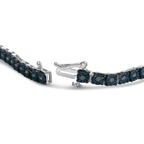 1.0 cttw blue diamond miracle tennis bracelet in black rhodium silver bijoux-nyc direct