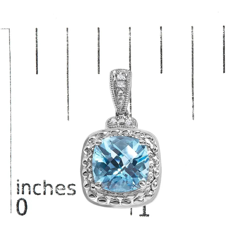 Blue topaz and diamond cushion cut drop earrings in 925 sterling silver bijoux-nyc direct