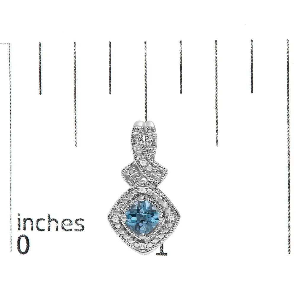 Cushion cut blue topaz and diamond twist dangle earrings in sterling silver bijoux-nyc direct