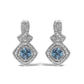 Cushion cut blue topaz and diamond twist dangle earrings in sterling silver bijoux-nyc direct