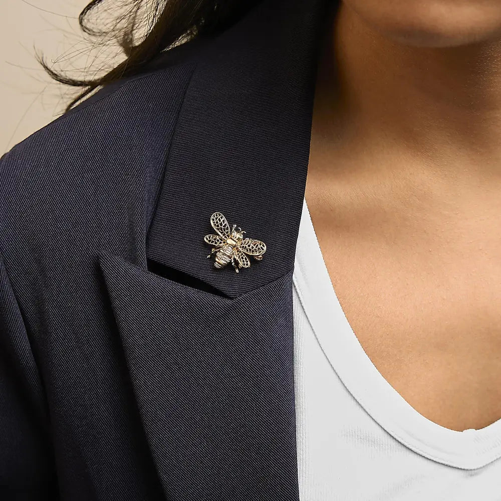 14k yellow gold diamond filigree bumble bee brooch and pendant bijoux-nyc direct