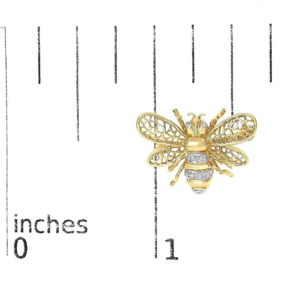 14k yellow gold diamond filigree bumble bee brooch and pendant bijoux-nyc direct