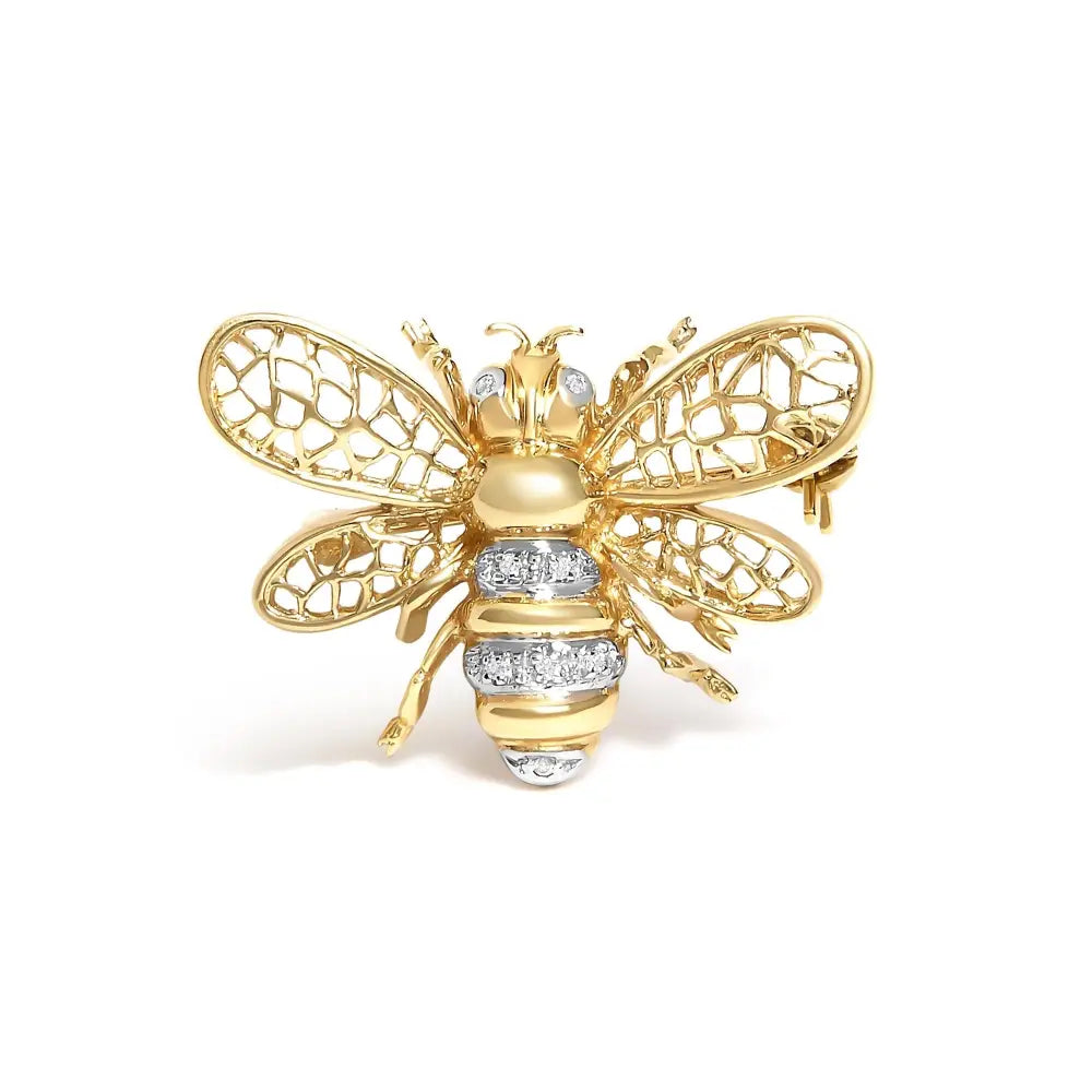 14k yellow gold diamond filigree bumble bee brooch and pendant bijoux-nyc direct