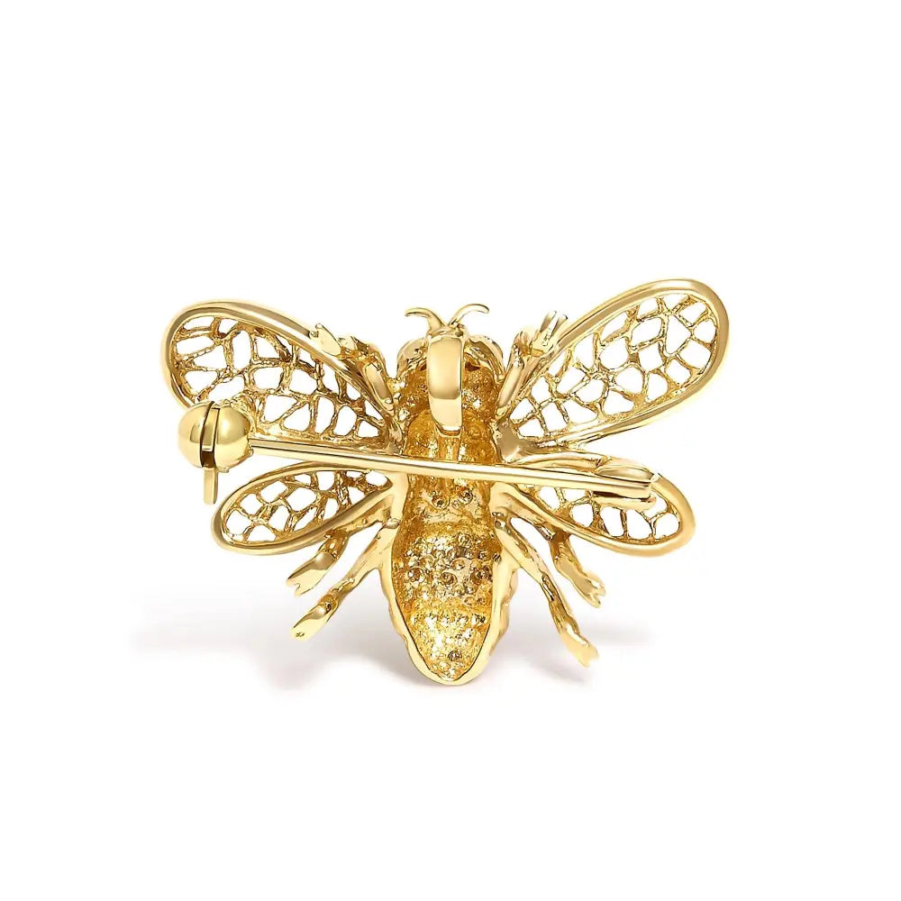14k yellow gold diamond filigree bumble bee brooch and pendant bijoux-nyc direct