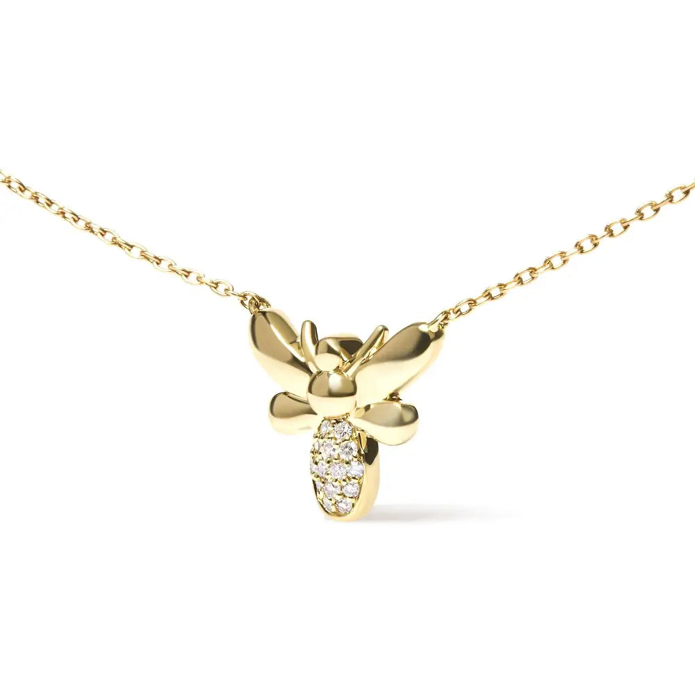 Diamond accent bumble bee pendant necklace in 10k yellow gold – 18’’