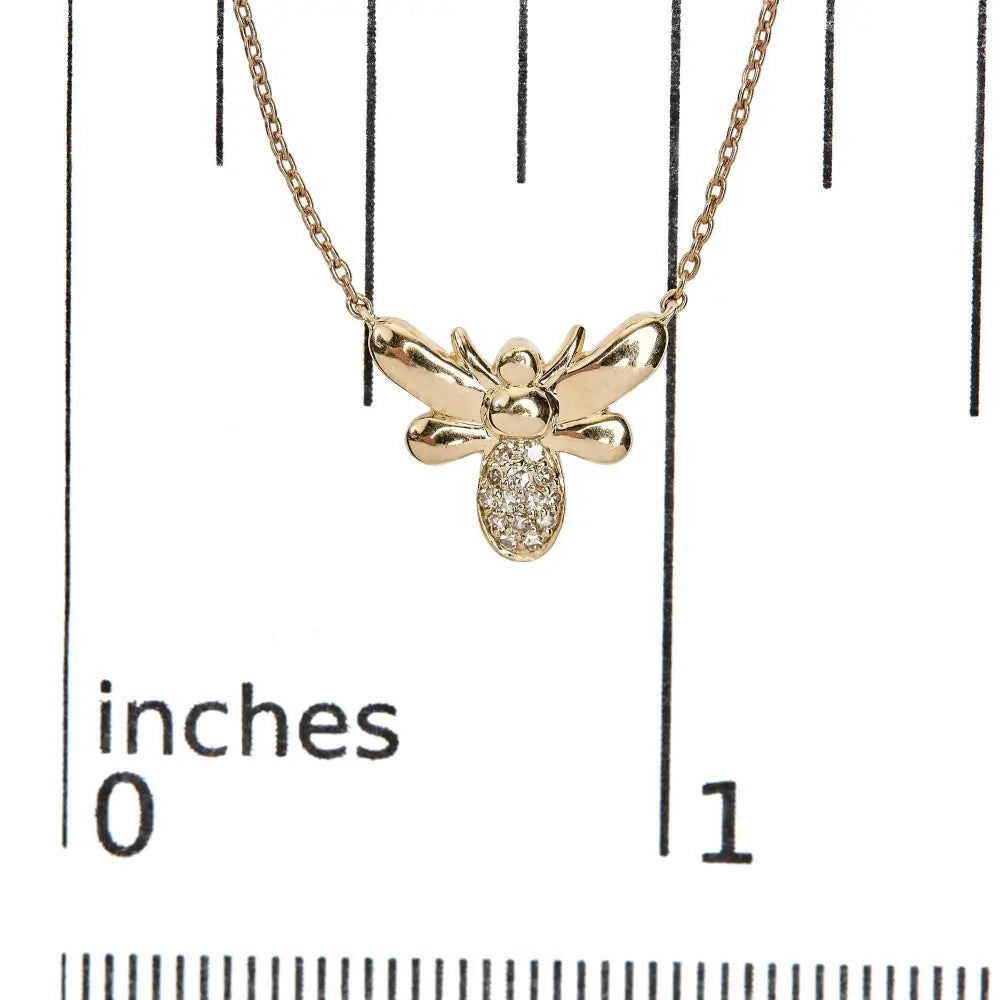 Diamond accent bumble bee pendant necklace in 10k yellow gold – 18’’