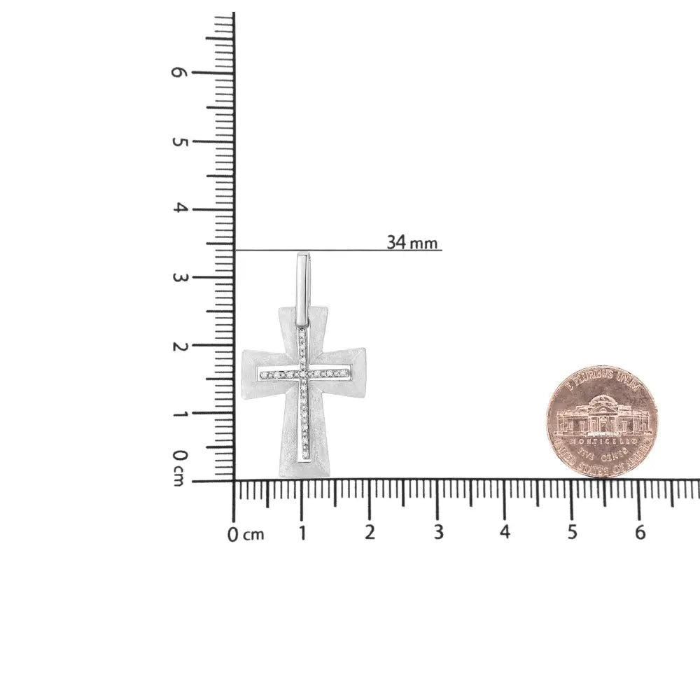 Diamond accent cross pendant necklace in sterling silver – 18’’
