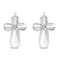 Diamond accent floral cross stud earrings in sterling silver