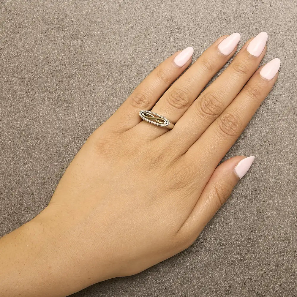 Diamond accent infinity ring in 14k yellow gold plated sterling silver bijoux-nyc direct