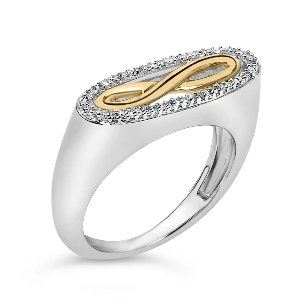 Diamond accent infinity ring in 14k yellow gold plated sterling silver bijoux-nyc direct