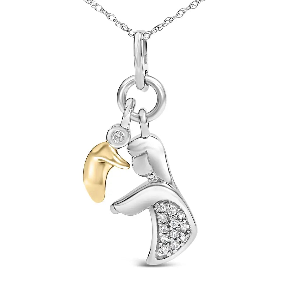 Diamond mom and child pendant in 14k gold over sterling silver 0.10cttw bijoux-nyc direct