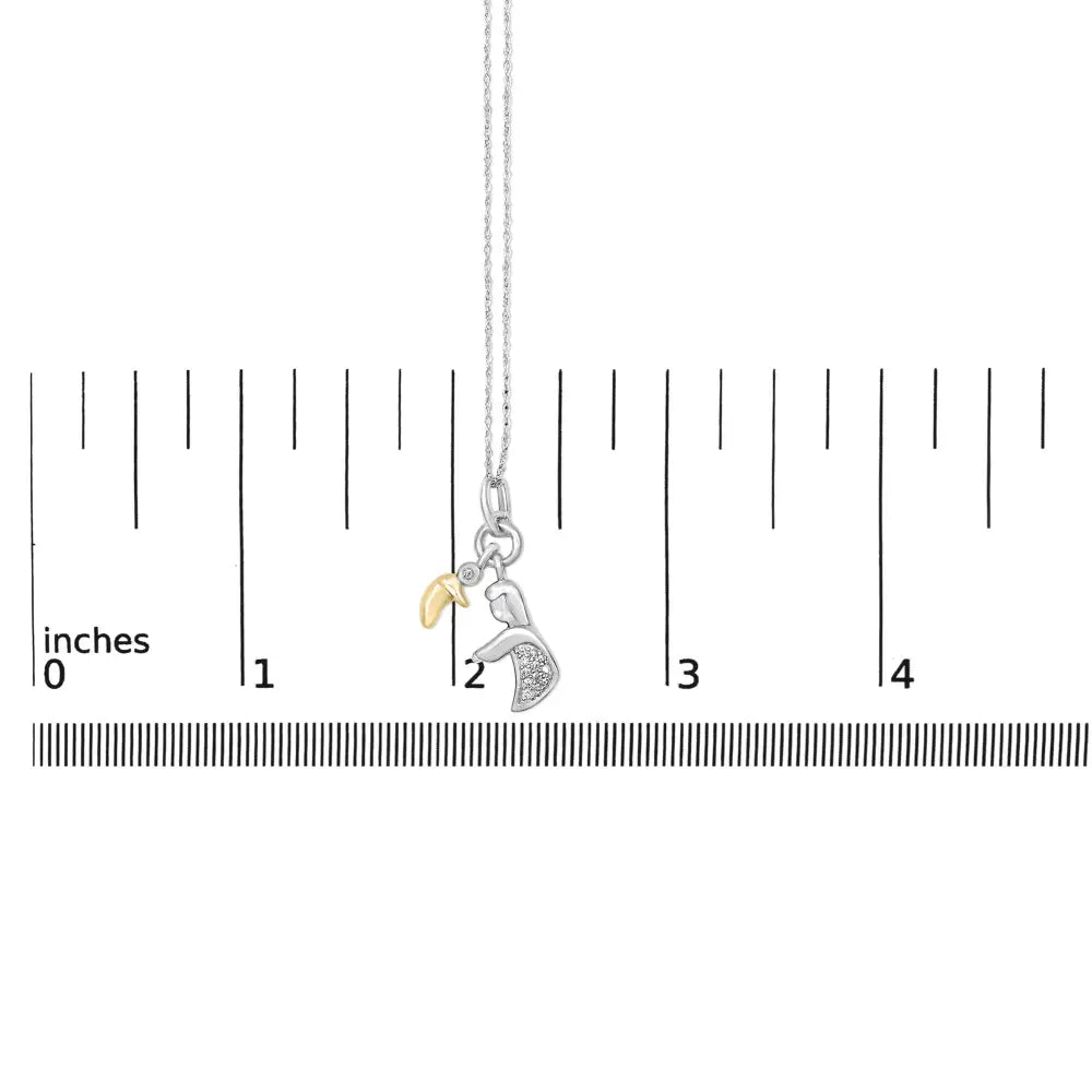 Diamond mom and child pendant in 14k gold over sterling silver 0.10cttw bijoux-nyc direct