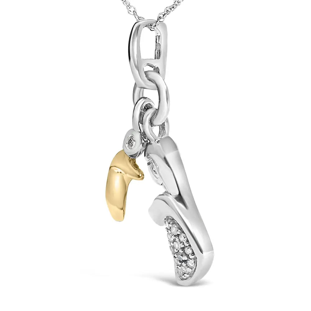 Diamond mom and child pendant in 14k gold over sterling silver 0.10cttw bijoux-nyc direct