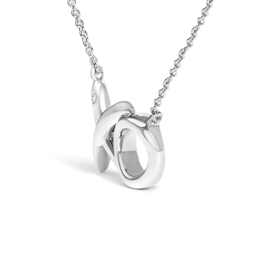 Diamond accent xo pendant necklace in.925 sterling silver 18 inch chain bijoux-nyc direct