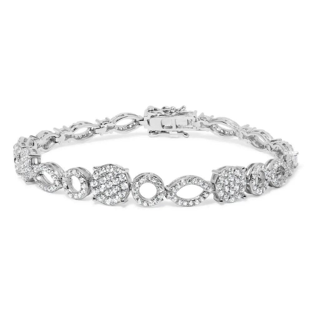 Round diamond circle & marquise link bracelet in 10k white gold – 3.0 cttw bijoux-nyc direct