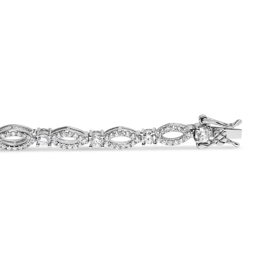 Diamond alternating circle & marquise link bracelet in 10k white gold – 3.00 cttw bijoux-nyc direct