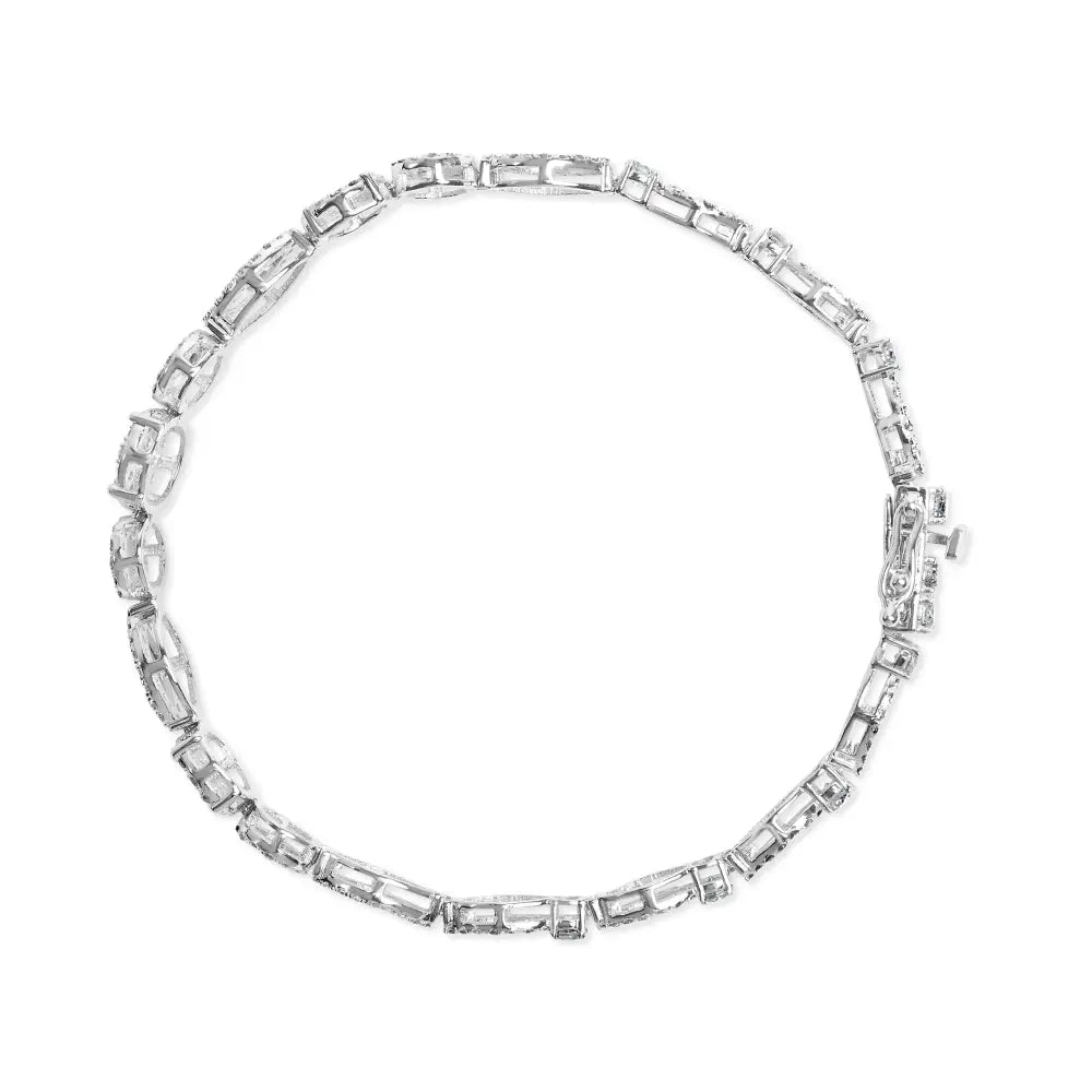 Round diamond circle & marquise link bracelet in 10k white gold – 3.0 cttw bijoux-nyc direct