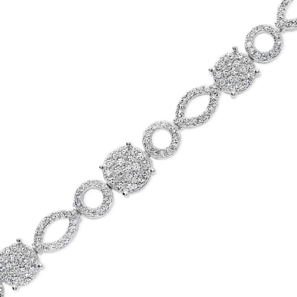 Round diamond circle & marquise link bracelet in 10k white gold – 3.0 cttw bijoux-nyc direct
