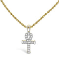 1.00 cttw diamond ankh cross pendant in 10k yellow gold with 22 inch chain bijoux-nyc direct