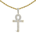 7/8 cttw diamond ankh cross pendant necklace in 10k yellow gold bijoux-nyc direct